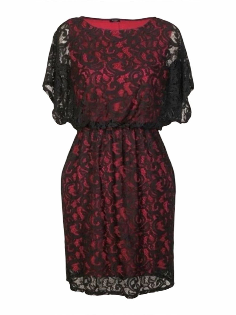 A204 STUDIO 1886 BELLE DENTELLE LACE ROBE RED BLACK DRESS 1X NWT